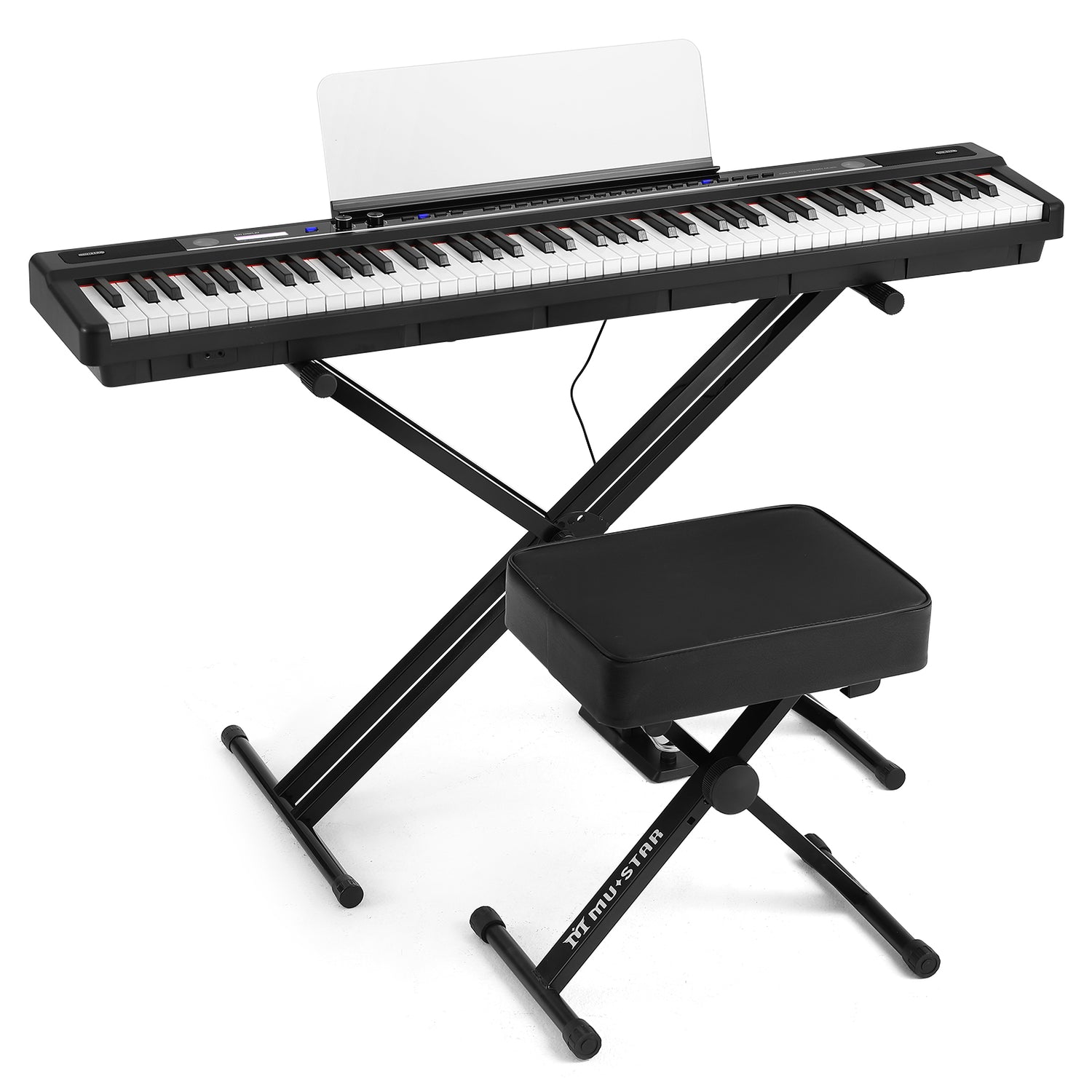 MUSTAR MEP-1800, Semi Weighted Digital Piano, 88 Keys Electronic Keyboards, LCD/ Bluetooth/ MIDI/Pedal