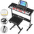 MUSTAR MEKS-300, Lighted Up Piano Keyboard Set, 61 Key Portable Electronic Keyboard, Stool, Adapter/Battery Power