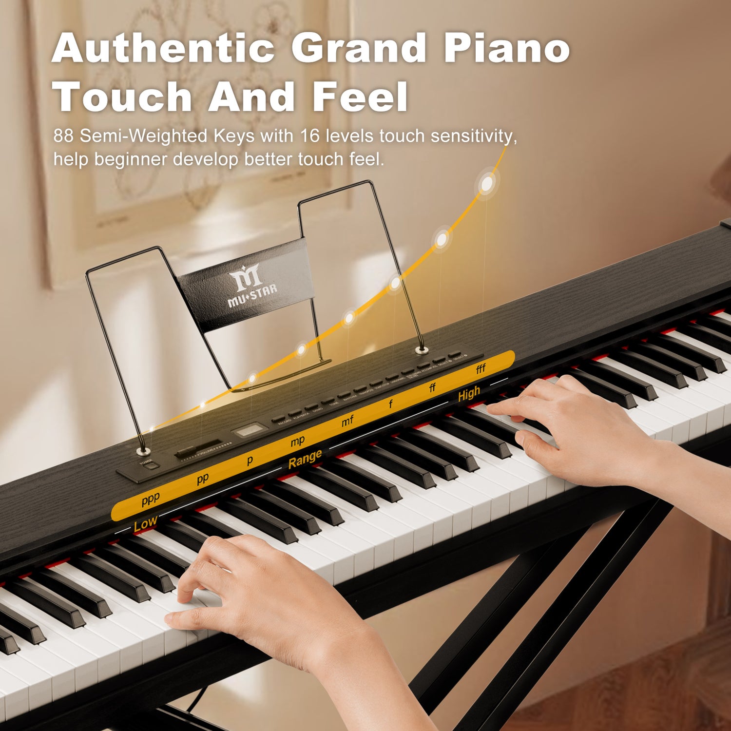 MUSTAR MEP-1400, Best Beginner Portable Keyboard Piano, Digital Piano 88 Key Keyboard, Bluetooth/ MIDI/ Pedla, Stool