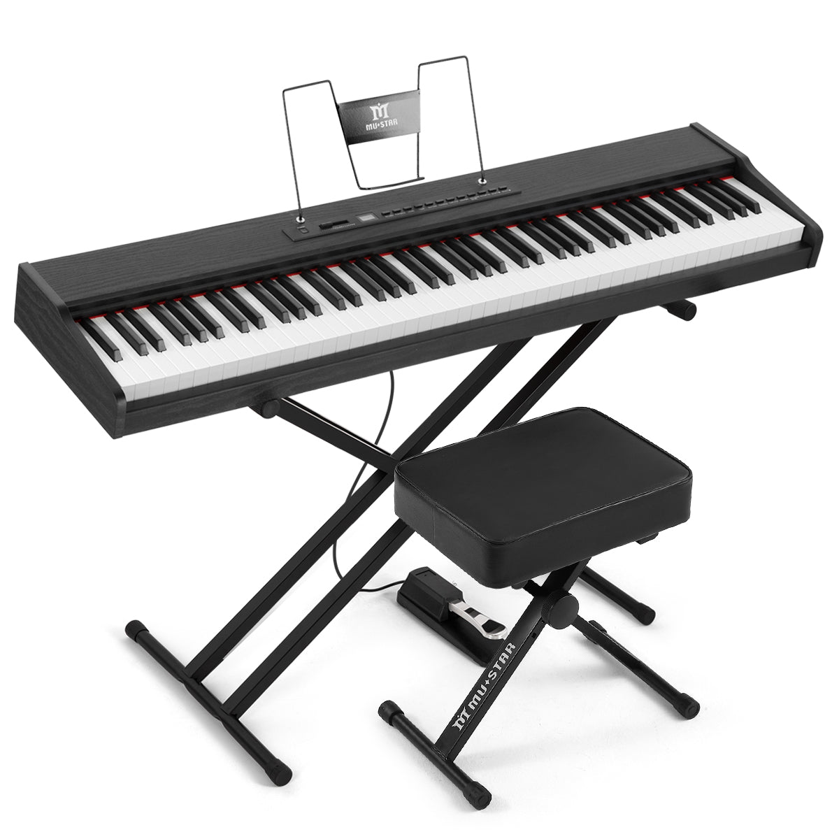 MUSTAR MEP-1400, Best Beginner Portable Keyboard Piano, Digital Piano 88 Key Keyboard, Bluetooth/ MIDI/ Pedla, Stool