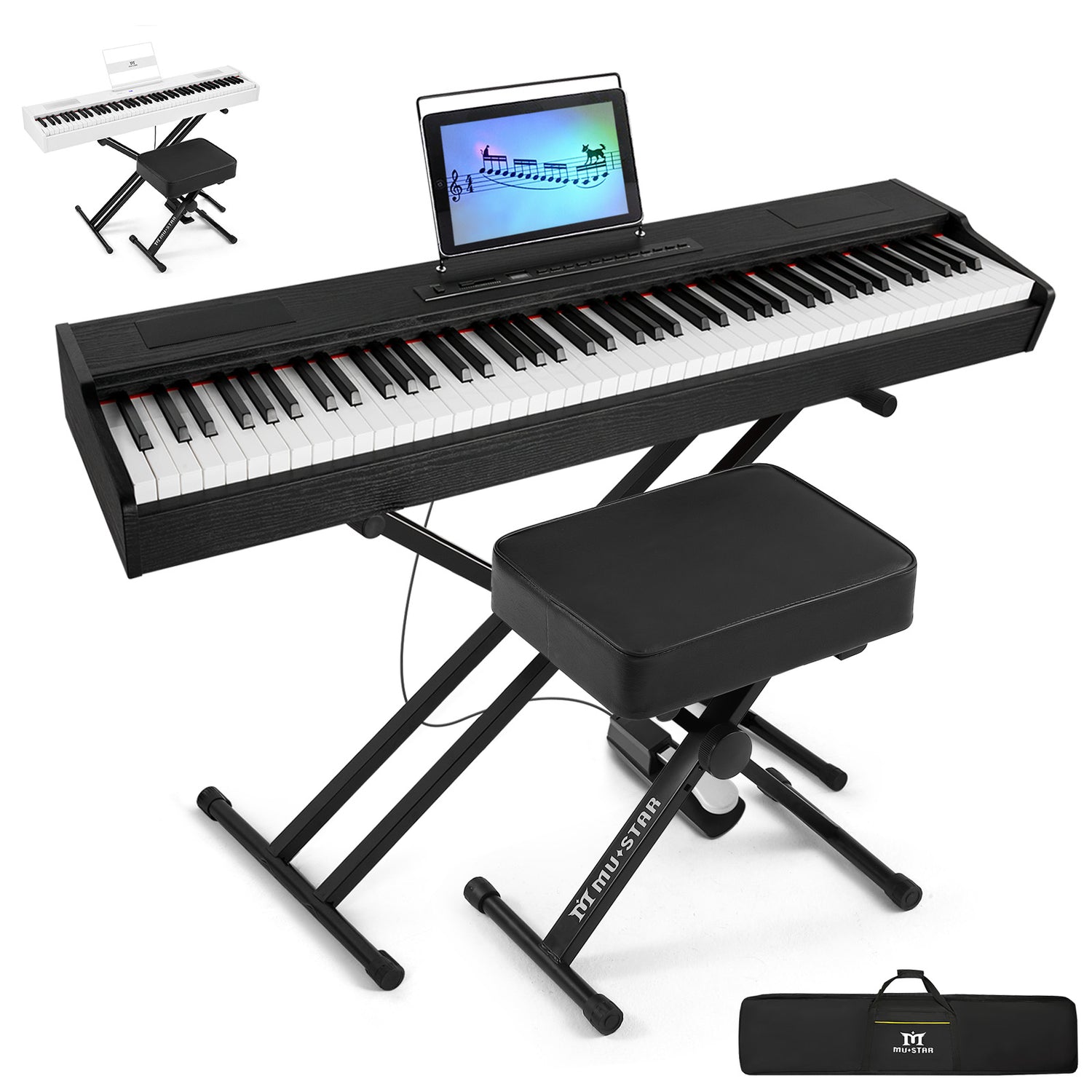 MUSTAR MDP-2000/2100,  88 Key Weighted Digital Piano, FSC Wooden Electronic Keyboards, Hammer Action, Bluetooth/ MIDI/ Sustain Pedal