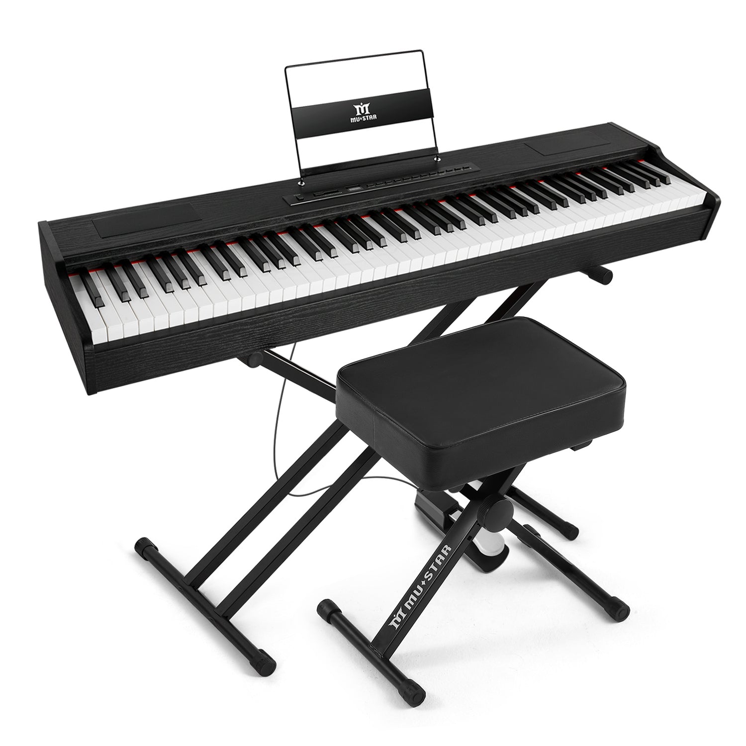 MUSTAR MDP-2000, 88 Key Weighted Digital Piano, FSC Wooden Electronic Keyboards, Hammer Action, Bluetooth Connection, MIDI, Sustain Pedal, Black