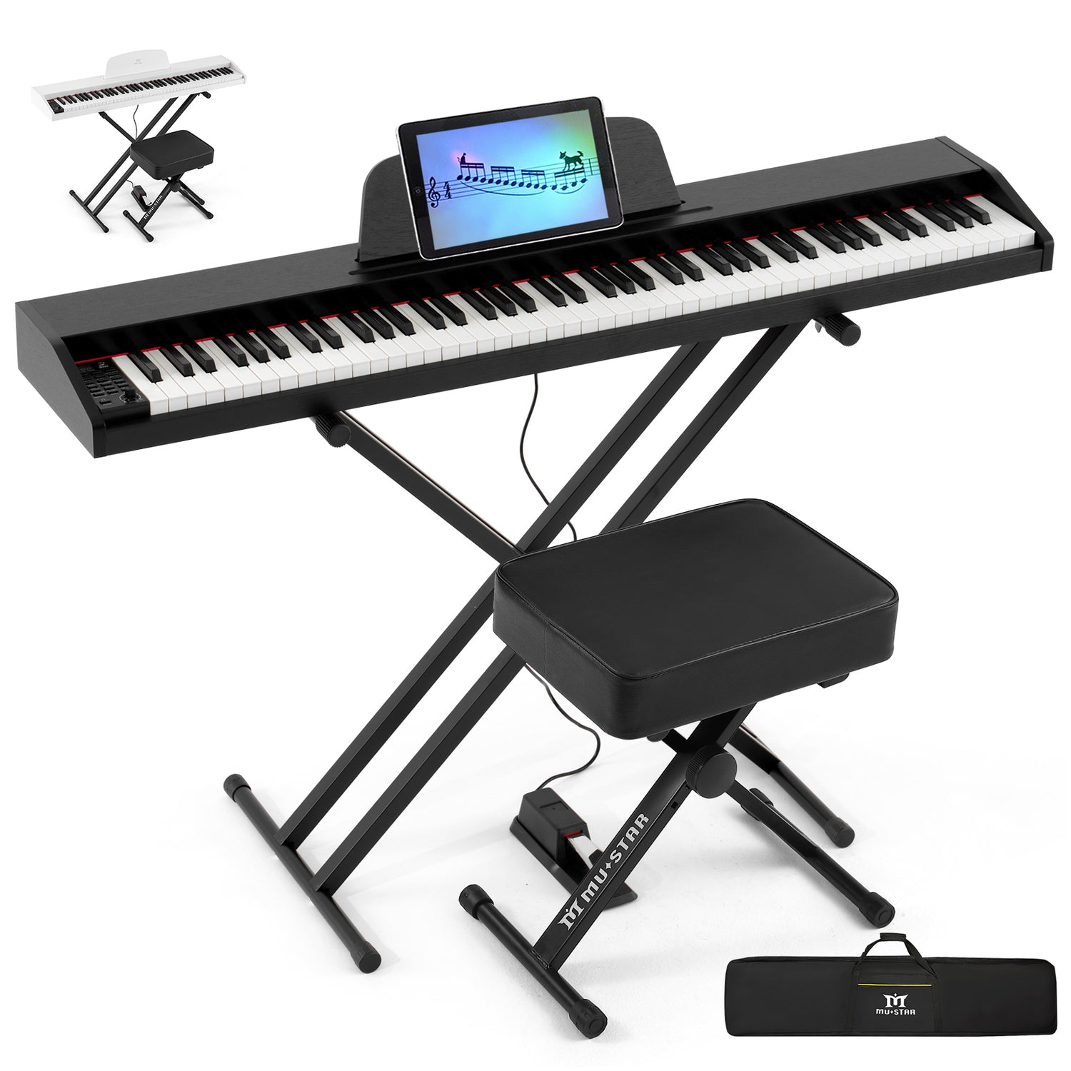 MUSTAR MEP-2500/2600, 88 Key Semi Weighted Digital, Portable Keyboard, Stool, For Beginners