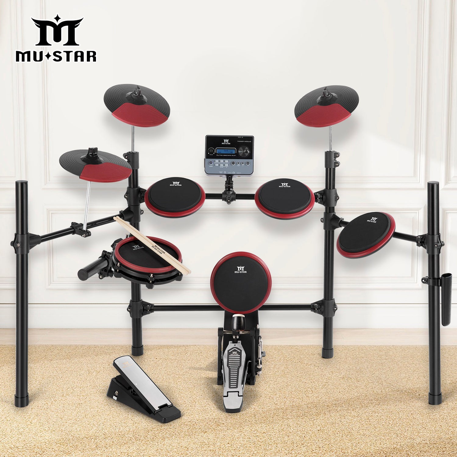 MUSTAR MED-100/300 8 Pieces Electronic Drum Set for Beginners