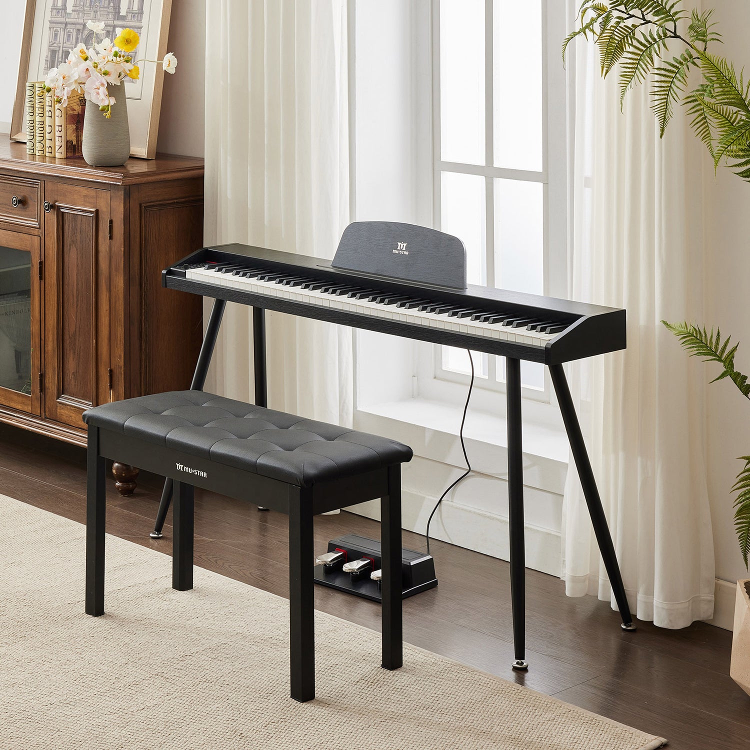 MUSTAR MEP-2900/3000, 88 Semi Weighted Key Digital Piano With Stool, Electronic Keyboards, Beach, Bluetooth/ MIDI