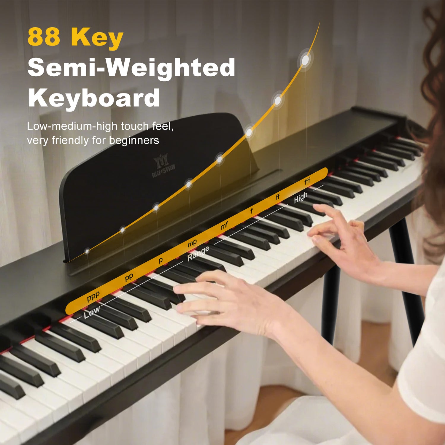 MUSTAR MDP-2900/3000, 88 Semi Weighted Key Digital Piano With Stool, Electronic Keyboards, Beach, Bluetooth/ MIDI