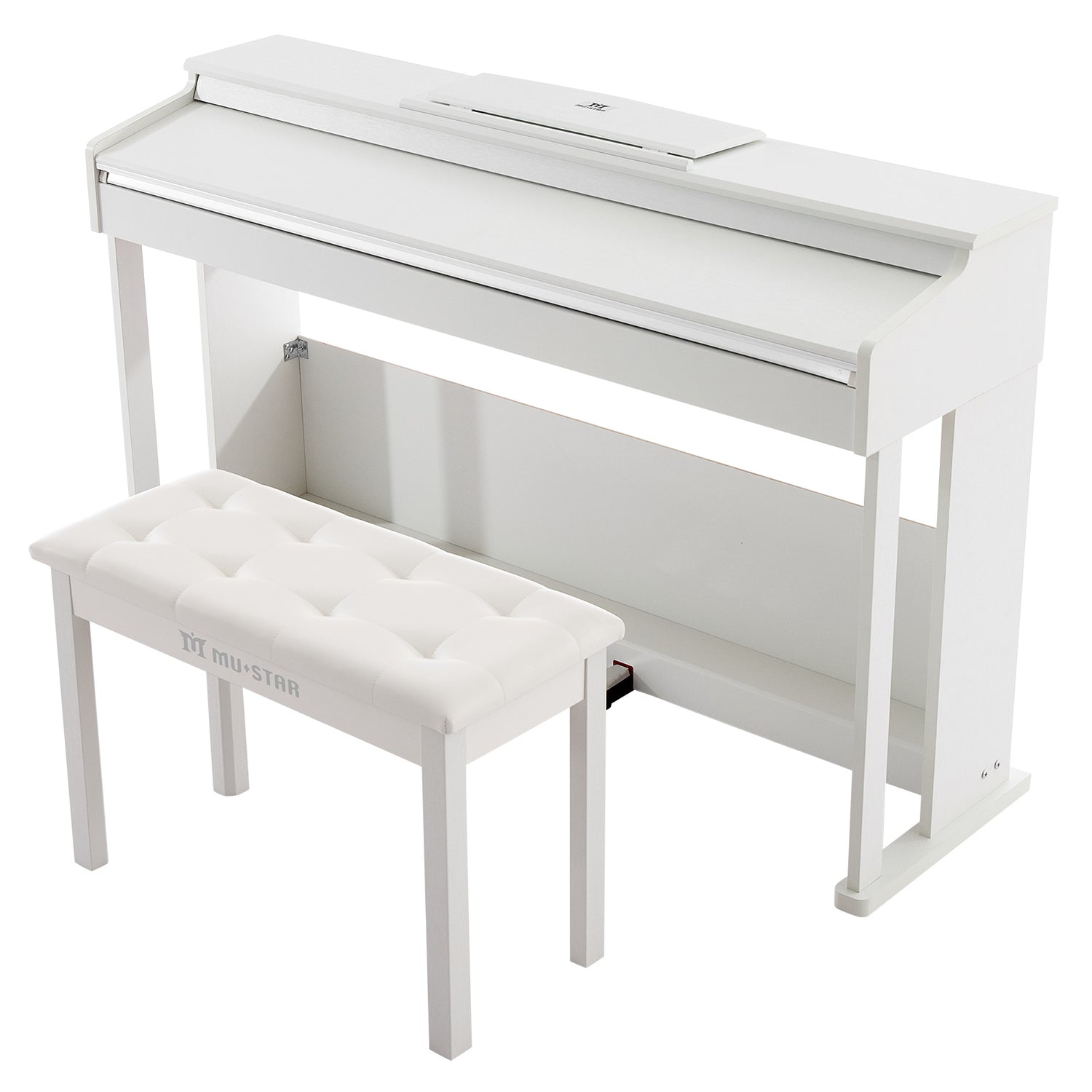MUSTAR MEP-3921, 88 Key Fully Weighted Digital Piano, Wooden Furniture Stand, White, 3 Pedals, Bench