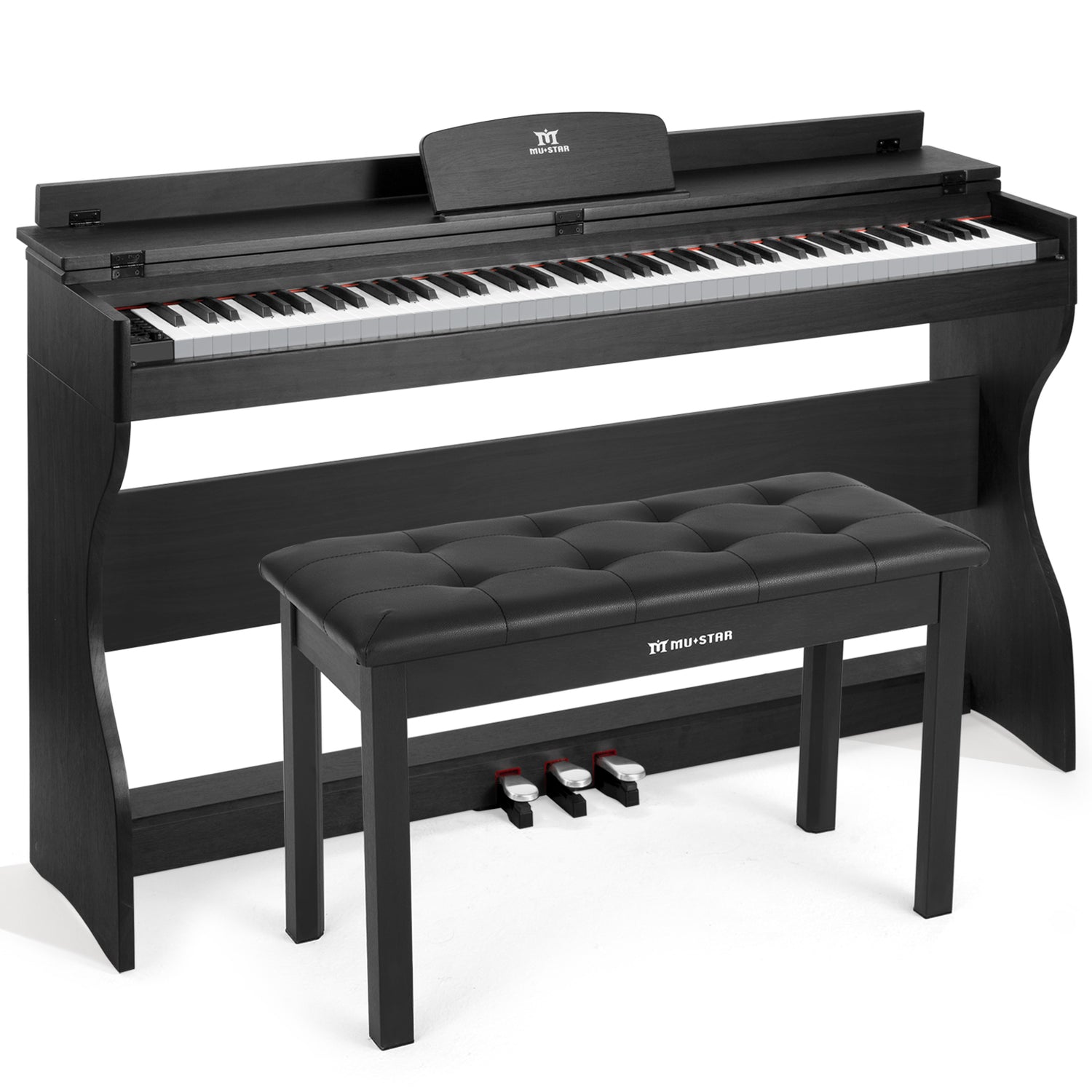 MUSTAR MEP-1221, 88 Key Semi Weighted Digital Piano, FSC Wooden Furniture Stand, 3 Pedals, Bench
