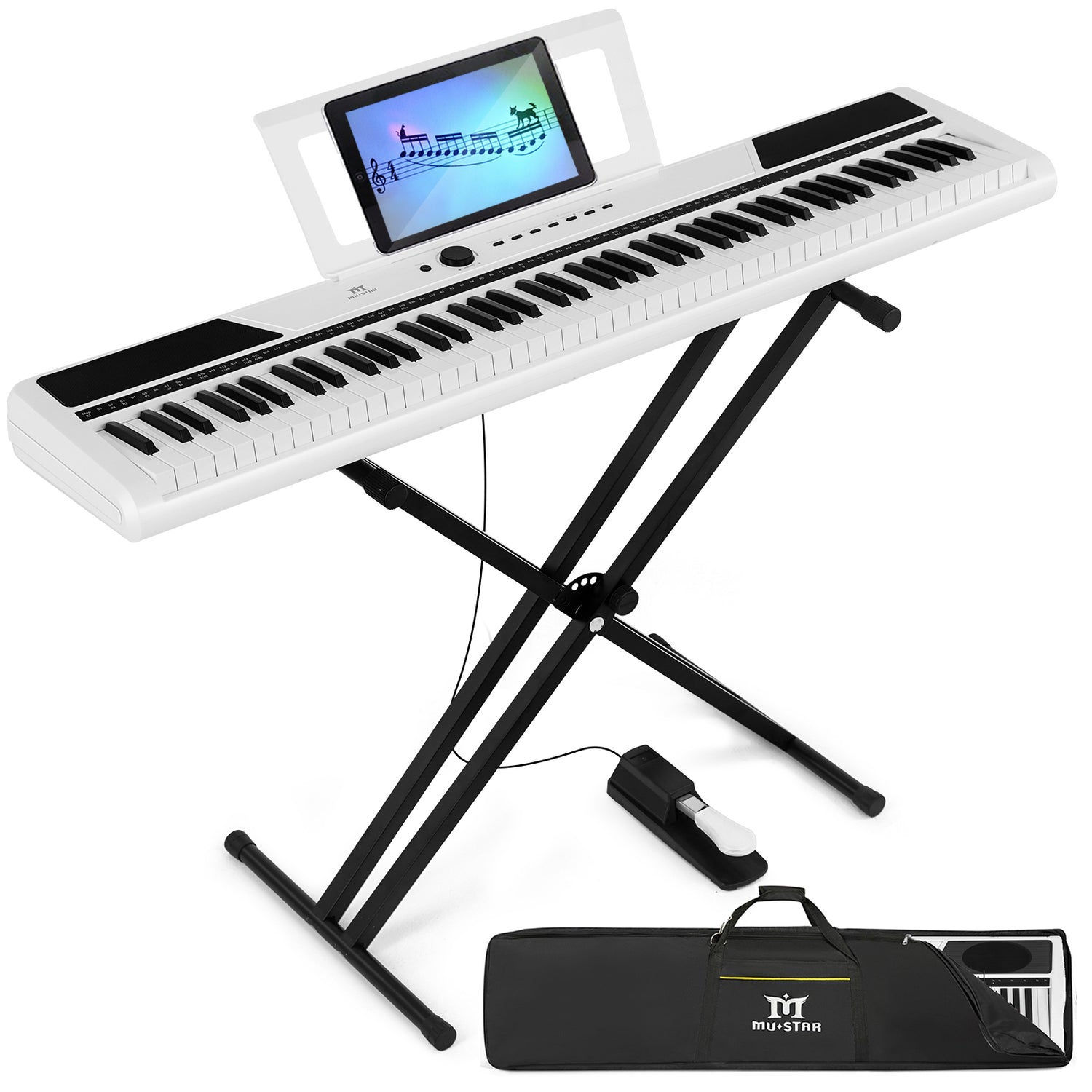 MUSTAR MEP-1000/1100, 88 Key Semi Weighted Digital Piano, Portable Electronic Keyboards, Pedal, Stand