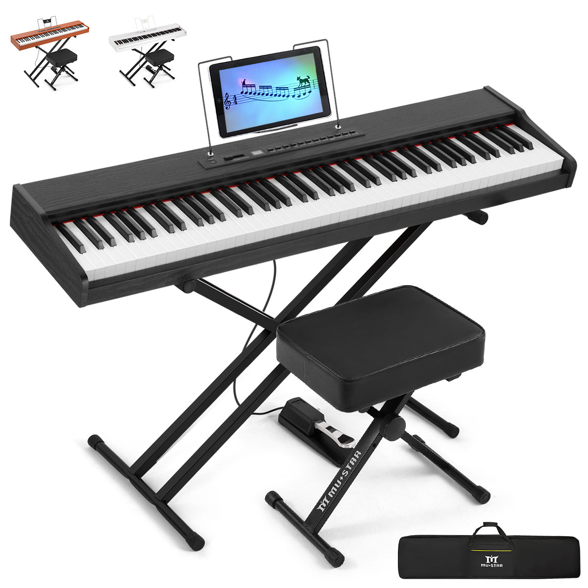 MUSTAR MEP-1400/1500/ 1600, Best Beginner Keyboard Piano, Digital Piano 88 Key Keyboard, Portable & Bluetooth Enabled for Kids & Adults, Stool