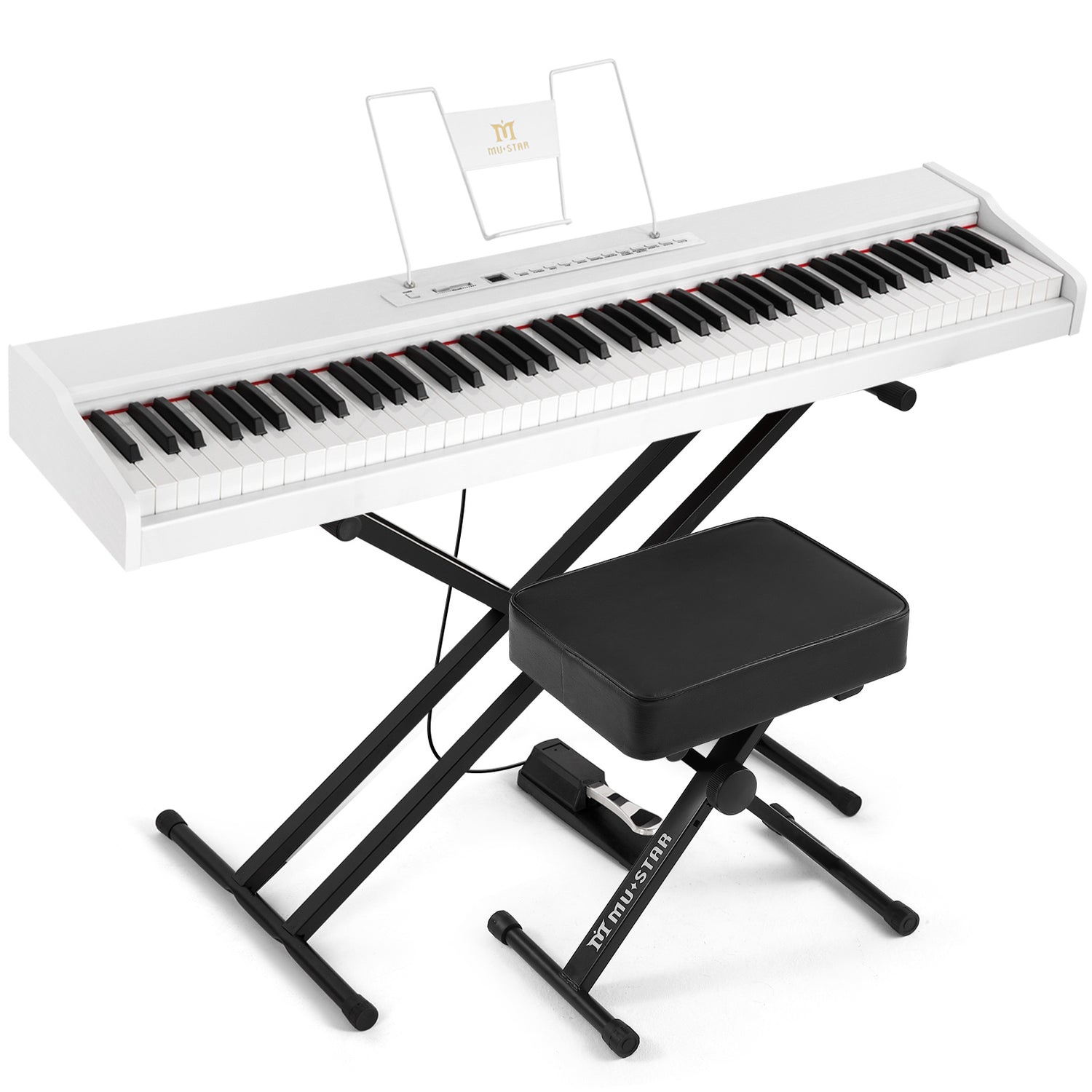 MUSTAR MEP-1500,  88 Key Digital Piano, Semi Weighted Portable Keyboard Piano, Bluetooth/ MIDI/ Pedla, Stool, For Beginner
