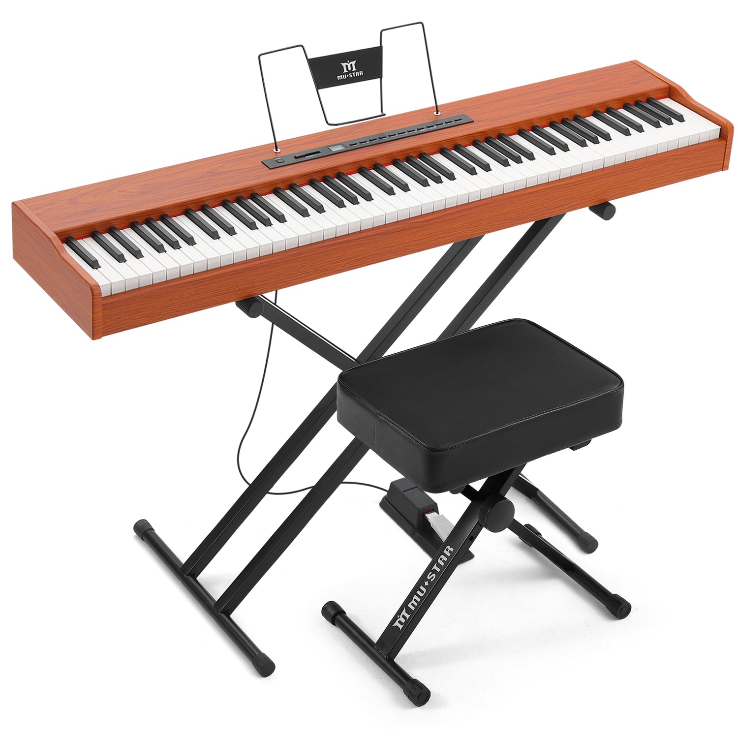 MUSTAR MEP-1600, 88 Key Digital Piano, Semi Weighted Portable Keyboard Piano, Bluetooth/ MIDI/ Pedla, Stool, For Beginner