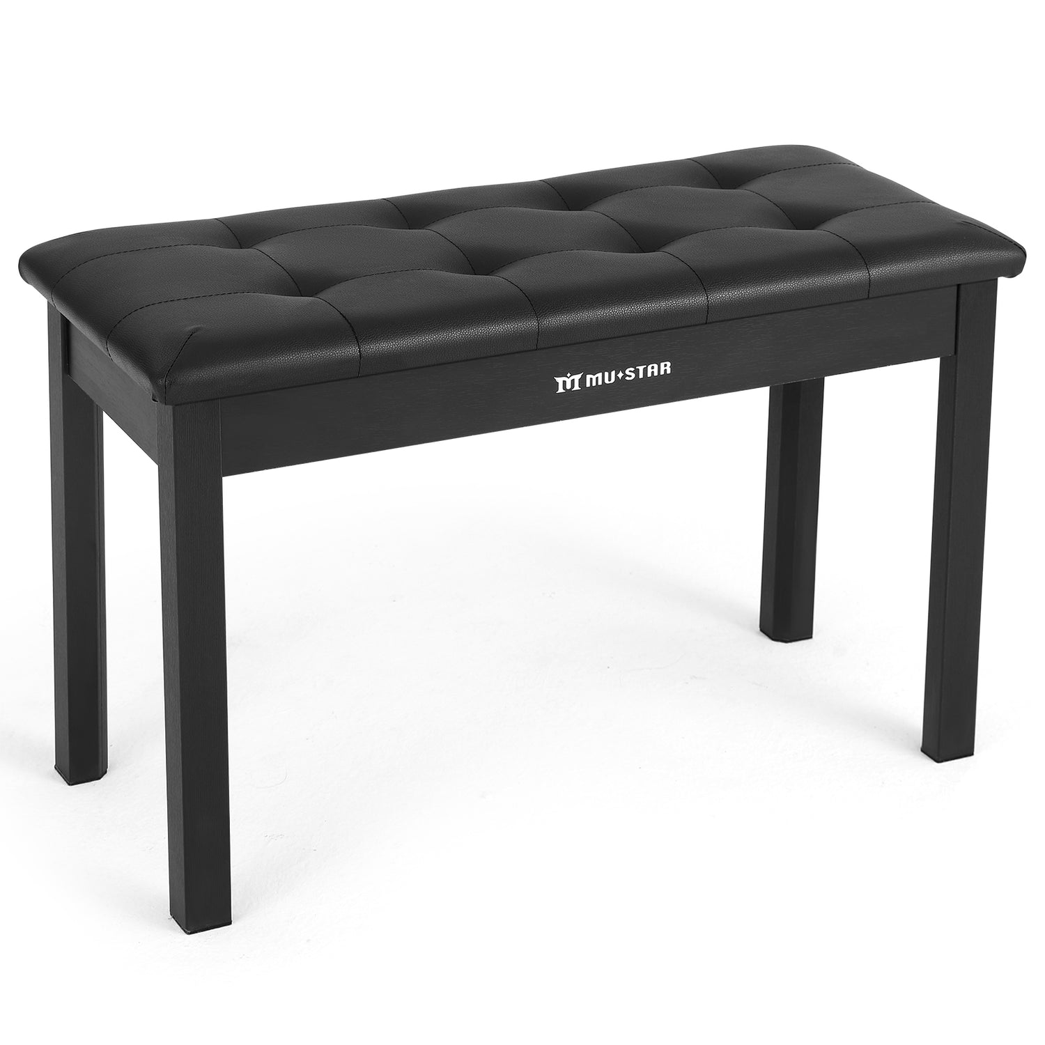 MUSTAR MS-100, Wooden Piano Bench, Padded Piano Stool with Storage, FSC-Certified Wood, Black
