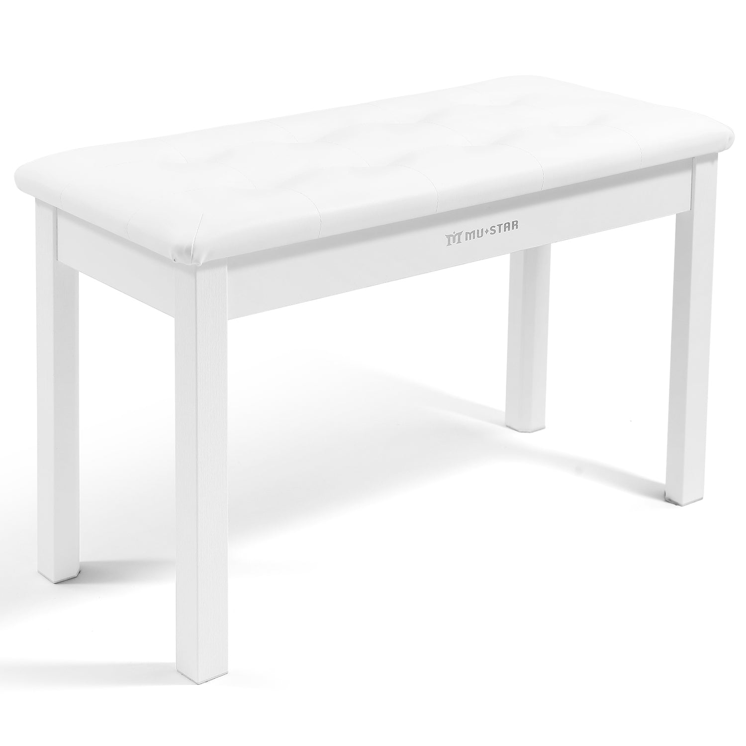 MUSTAR MS-200, Wooden Piano Bench, Padded Piano Stool with Storage, FSC-Certified Wood, White