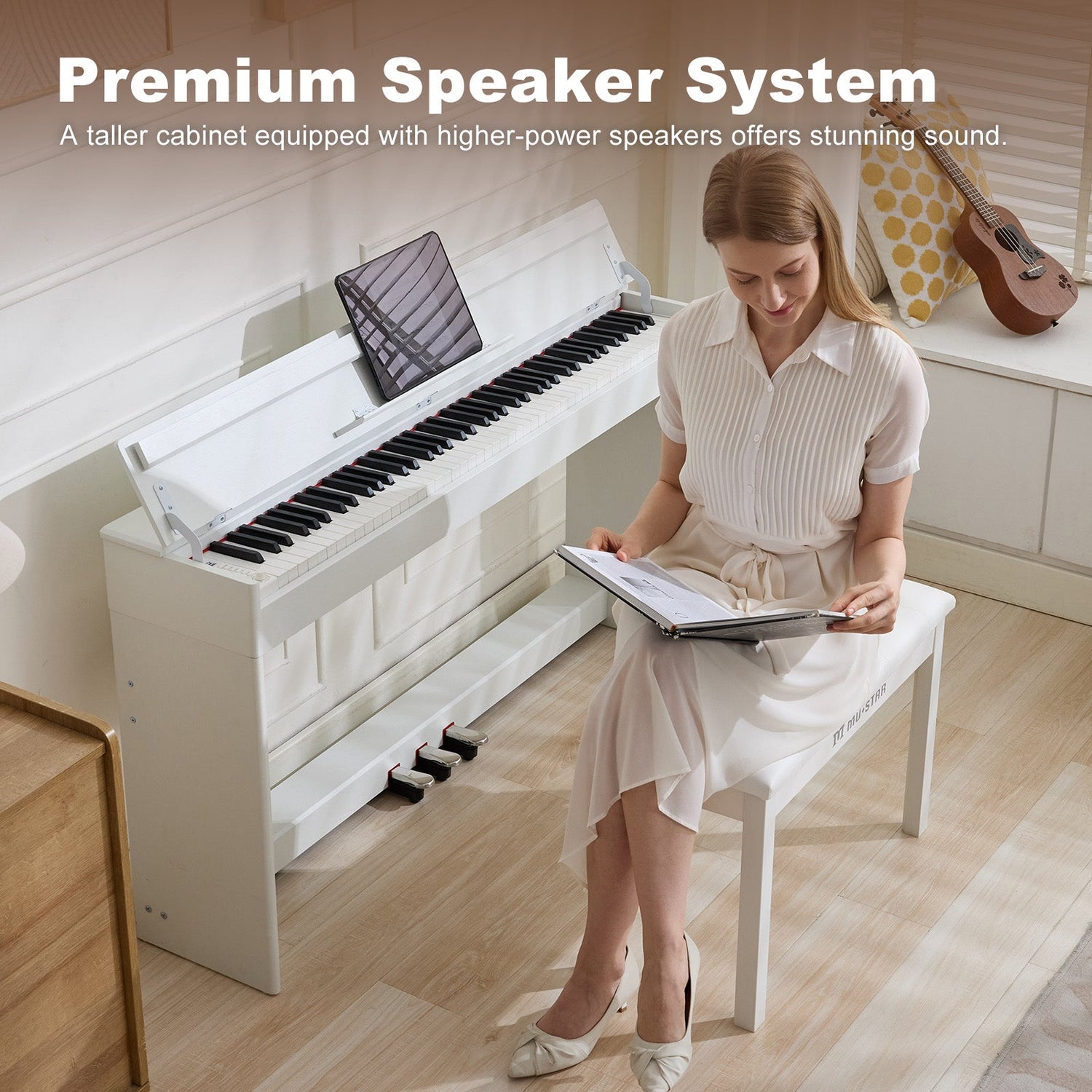 MUSTAR MEP-3600 88-Key Upright Digital Piano | Semi Weighted & Compact