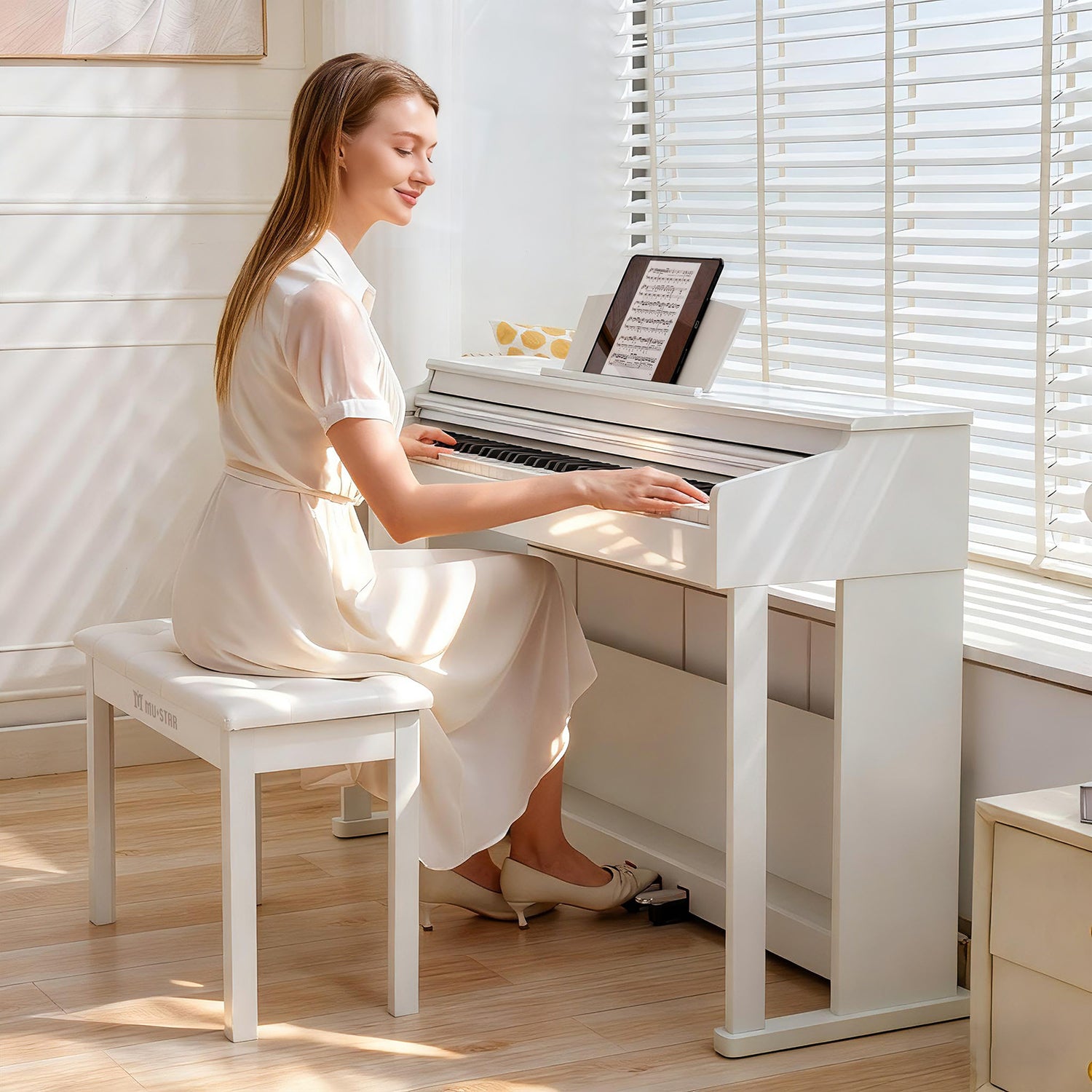 MUSTAR MDP-3821/3921, 88 Key Fully Weighted Digital Piano, Wooden Furniture Stand, 3 Pedals, Bench